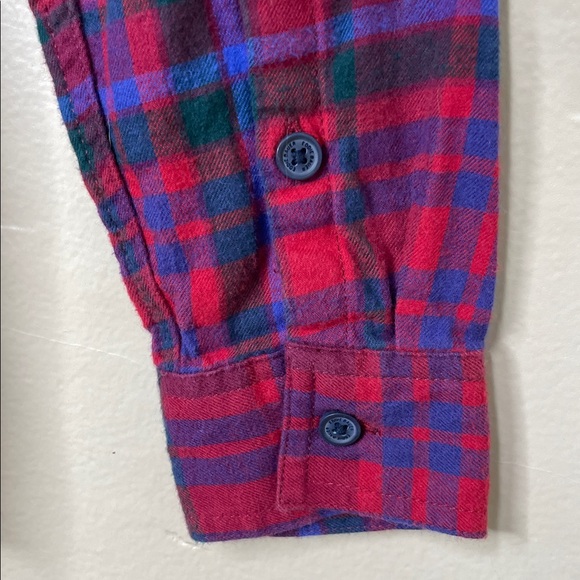 EDDIE BAUER Red & Blue Plaid Flannel Button Up Shirt XS - Picture 4 of 11